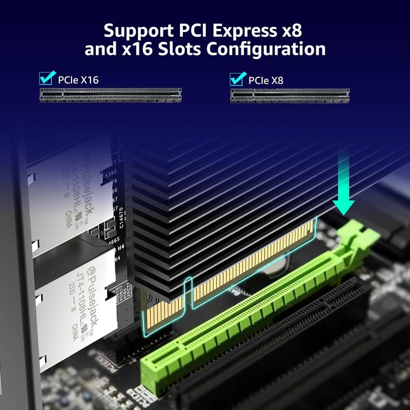Vmin 10G PCI-E Network Card with 10Gbps Dual RJ45 Ports, Intel X540-T2 Controller, 10Gb Ethernet Adapter Card Compatible with PCI Express X8, X16, Support Windows/Windows Server/Linux/VMware - Image 4